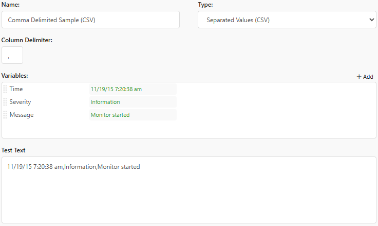 CSV sample